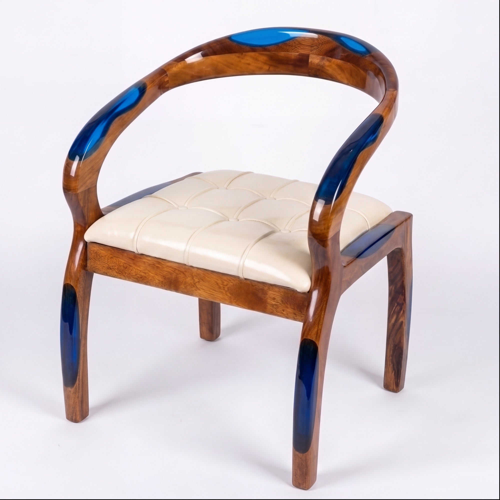 Walnut Smurf Blue Epoxy Arm Chair 2pcs/CTN