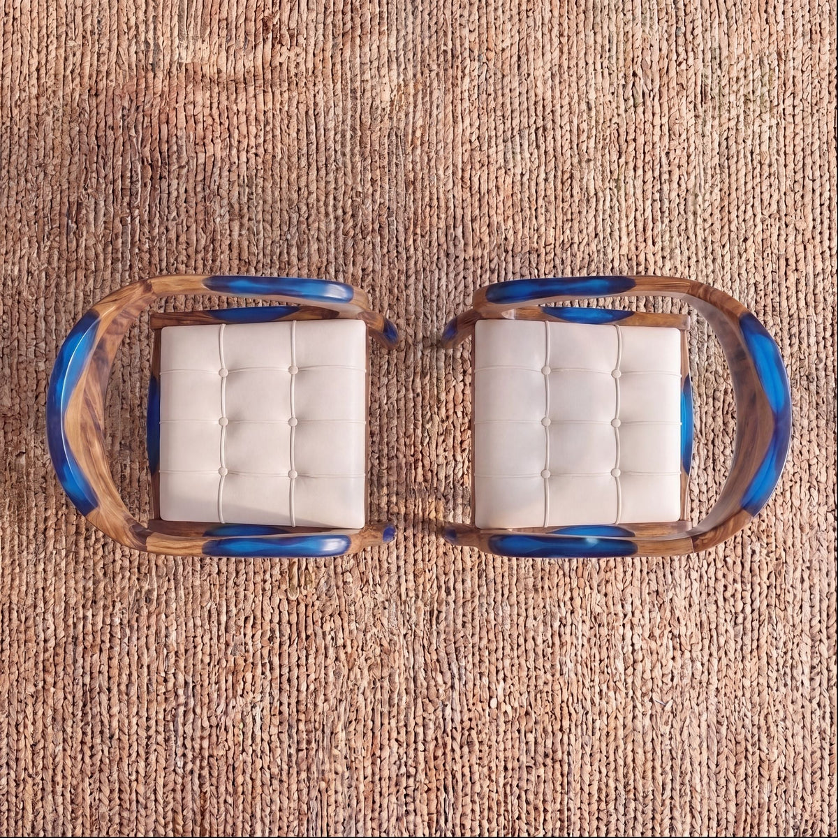 Walnut Smurf Blue Epoxy Arm Chair 2pcs/CTN