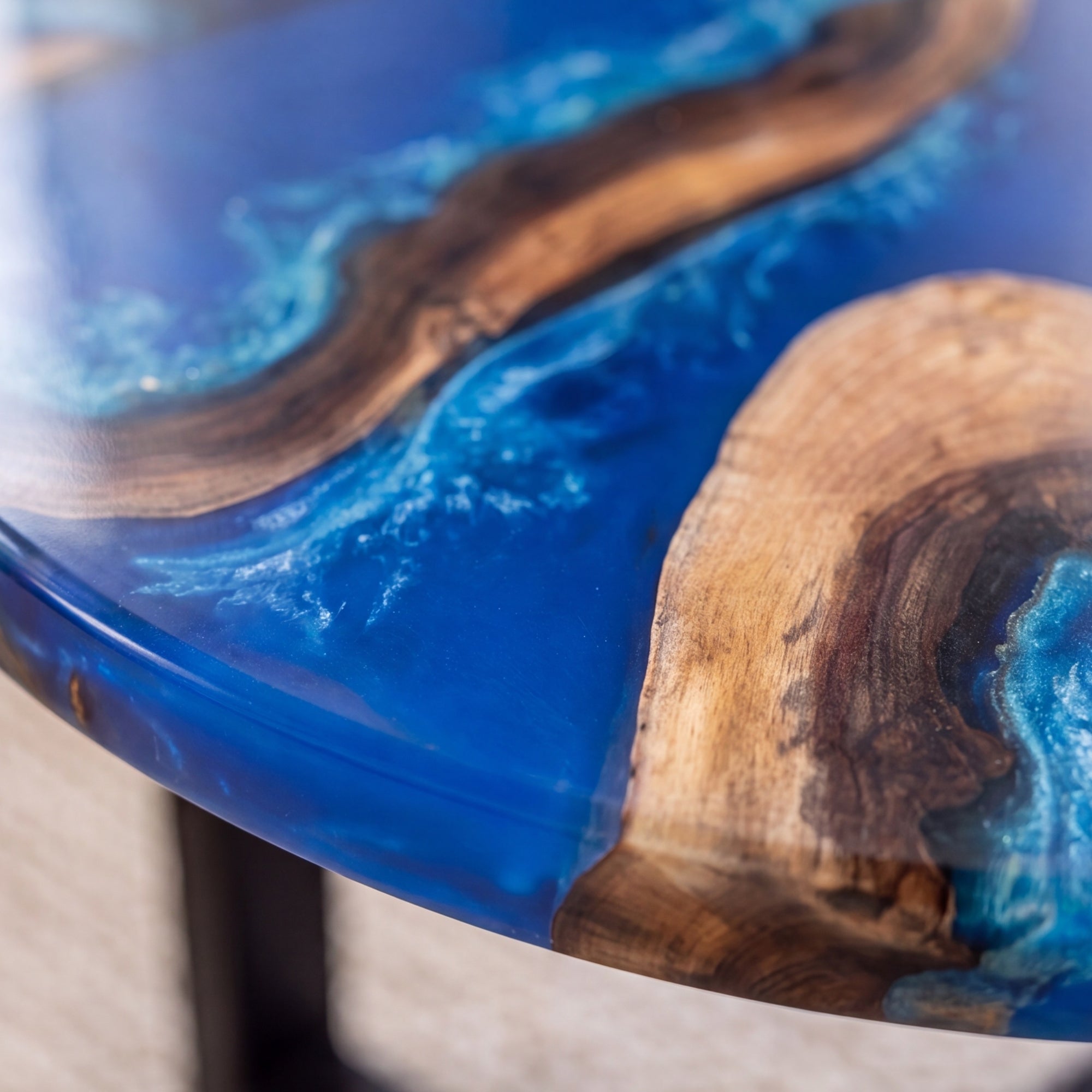 Black Walnut Blue Epoxy Oval Coffee Table(Tabletop only, legs not included)