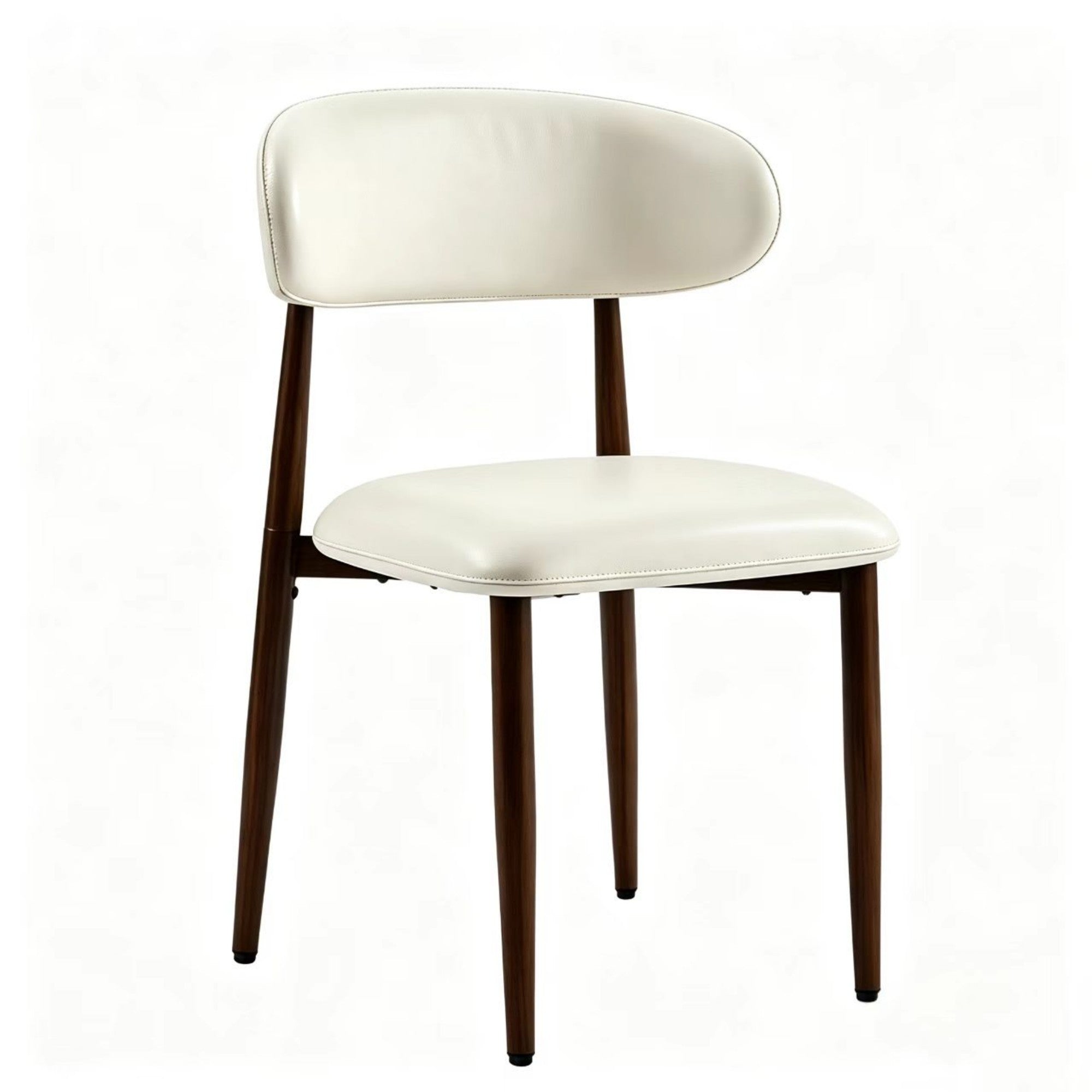 CH011-2PCS/CTN-Mid‑Century Upholstered Side Chair, White Faux Leather Dining Chair