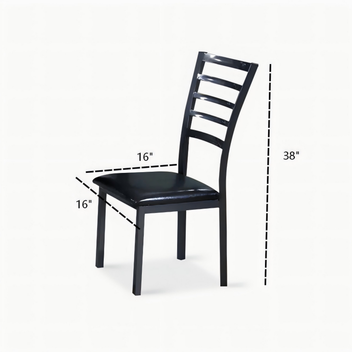 CH013-4PCS/CTN-Modern Black Dining Chair with Slatted Backrest, Upholstered Kitchen Chair