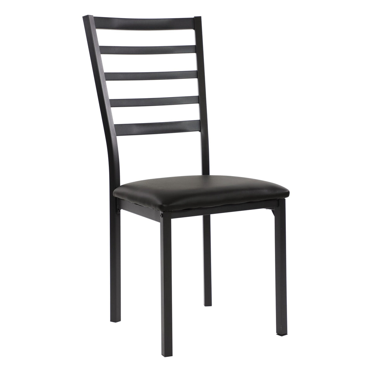 CH013-4PCS/CTN-Modern Black Dining Chair with Slatted Backrest, Upholstered Kitchen Chair