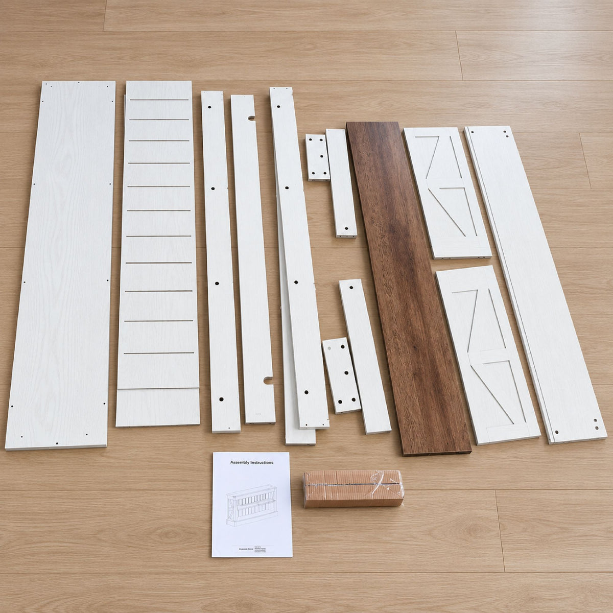 Modern Long Console Table with Open Storage Shelves