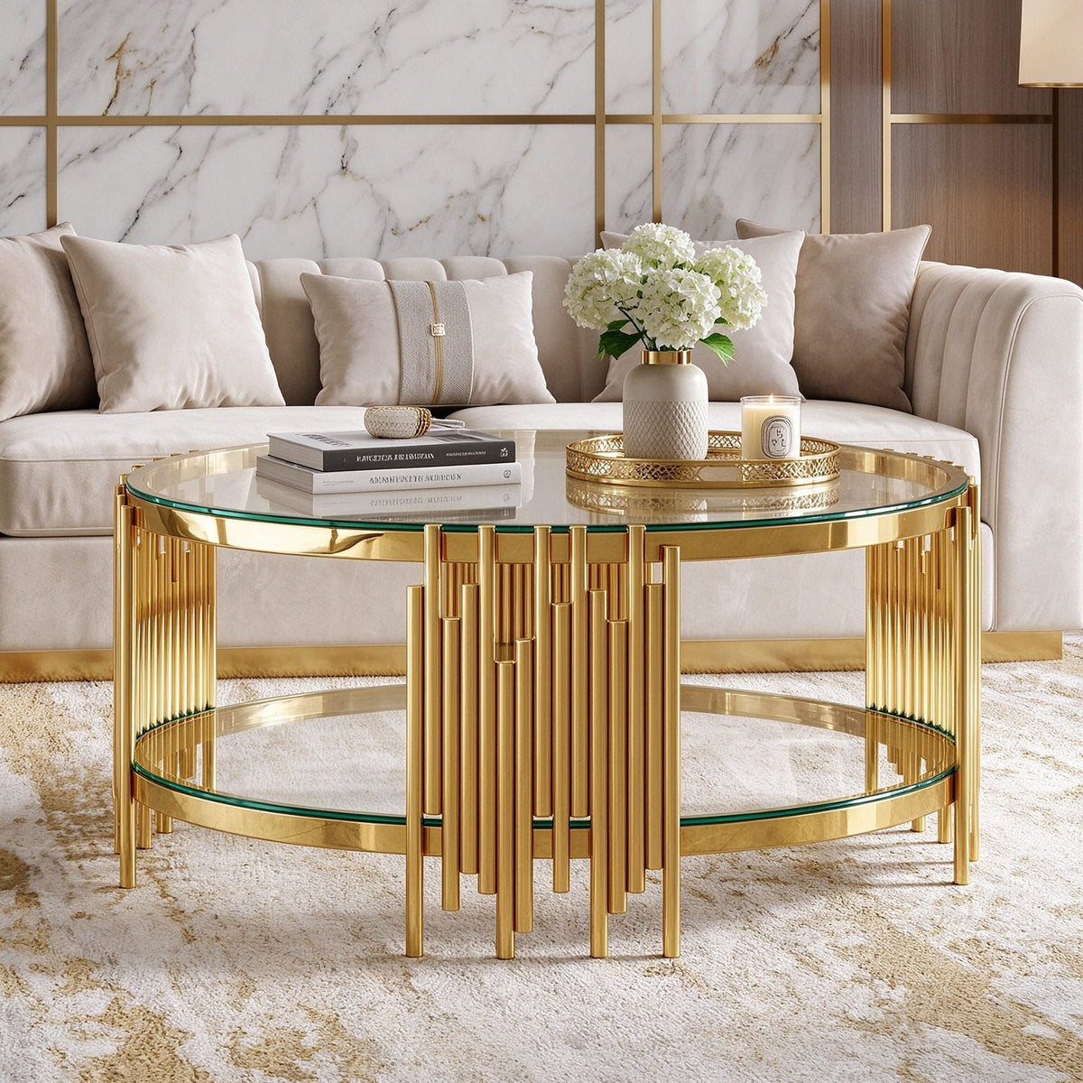 Classic stainless steel coffee table
