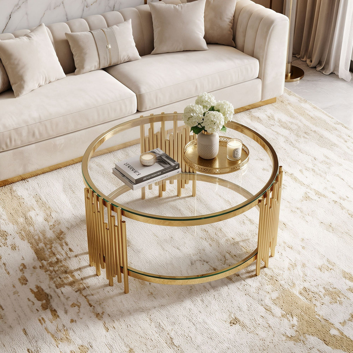 Classic stainless steel coffee table