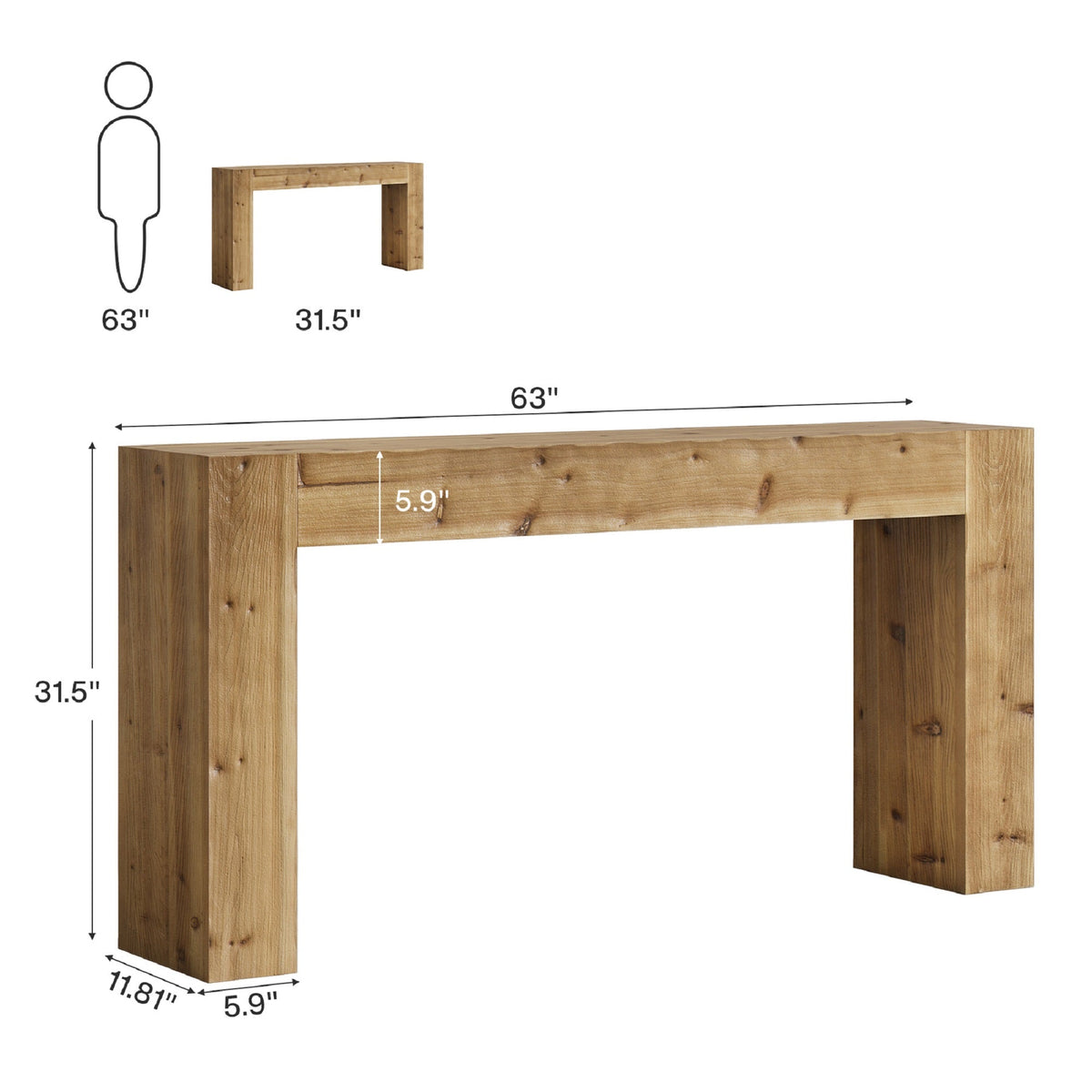 Rustic Accent Console Table for Entryway and Living Spaces