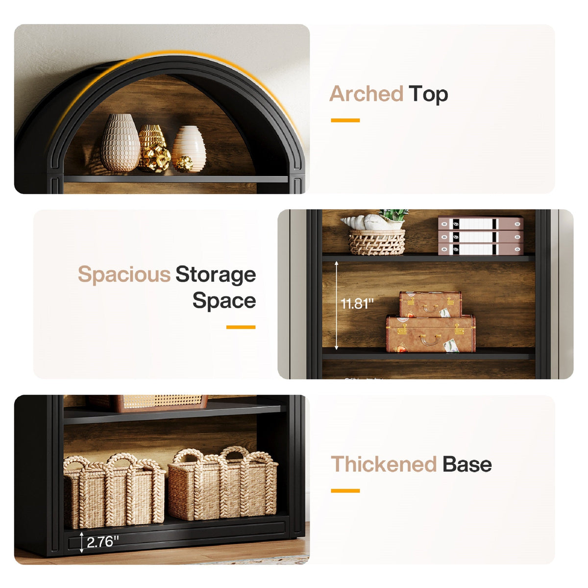 Arched Multi-Tier Display & Storage Bookcase