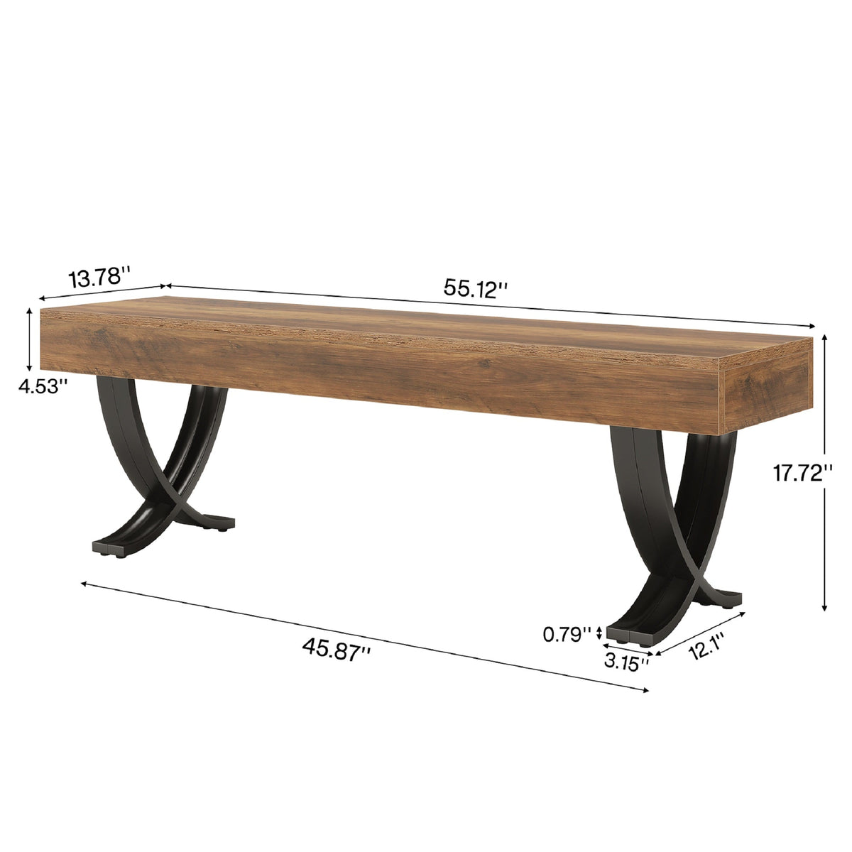 Ndustrial Entryway Bench with X-Frame Metal Base