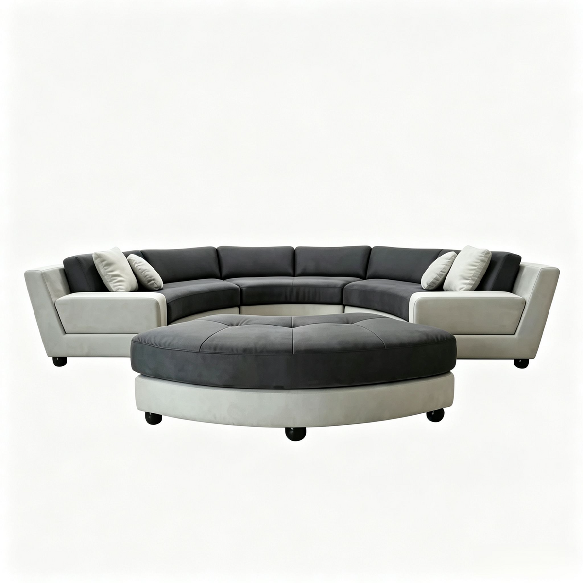 4PCS 160" Semi Circular Round Microfiber Fabric Sectional Sofa set
