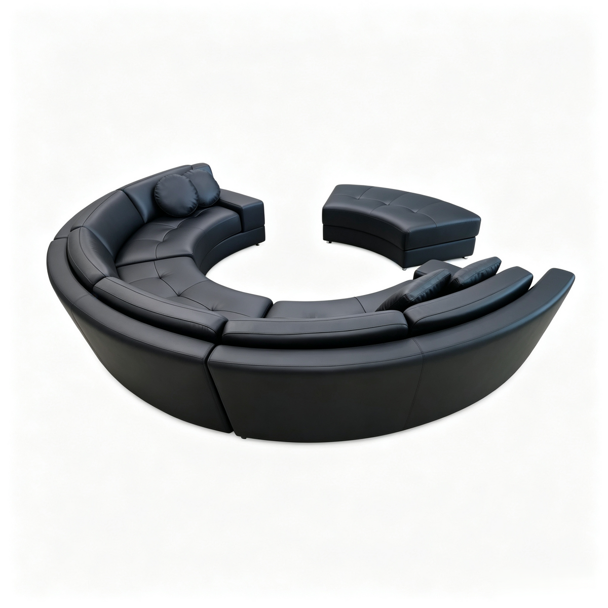 4 Piece S606 Modern Semi Circular Modular Leather Curved Sectional Sofa