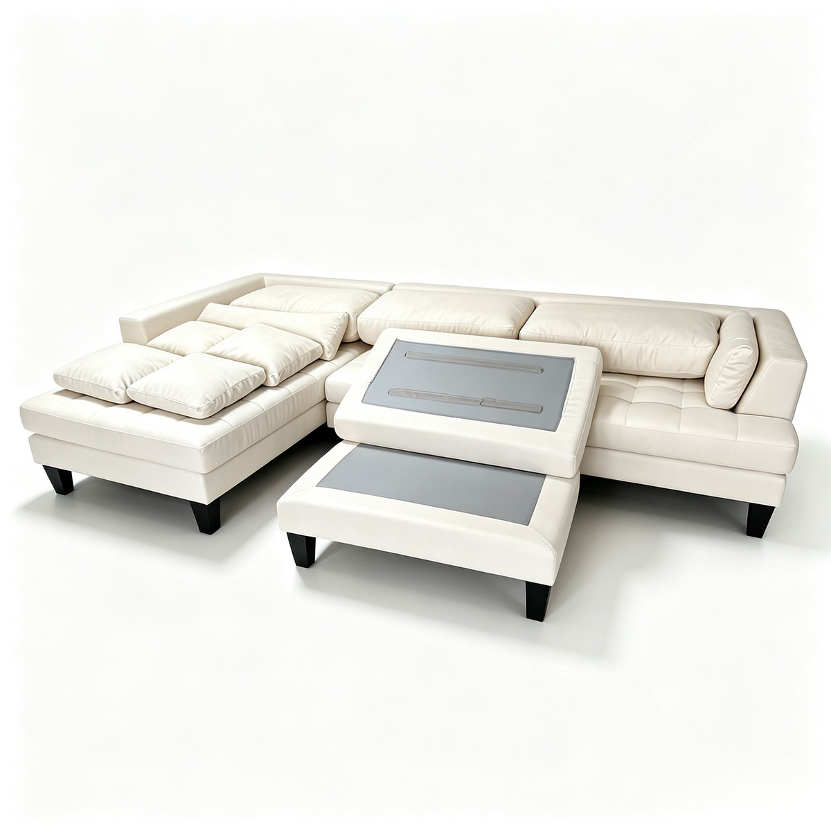 3-Piece Contemporary Microfiber Fabric Sectional Couch Sofa S168L
