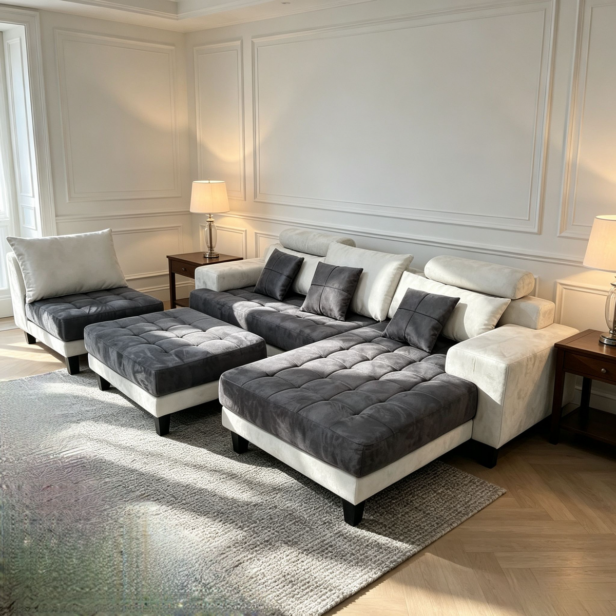 4-piece Modern Microfiber Sectional Chaise Sofa Set S150CR