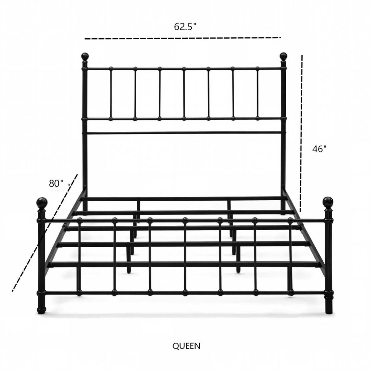 BD003-FULL-QUEEN-Vintage Metal Bed Frame