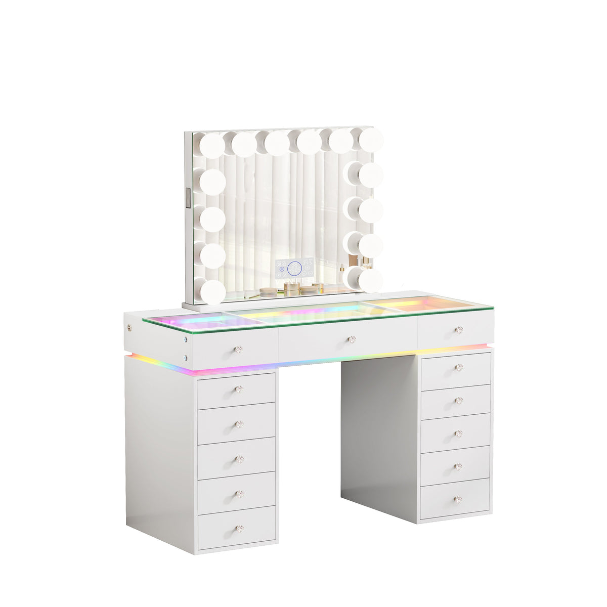 VANITII Mini Eva Vanity Desk Set - 13 Storage Drawers With 15 Bulbs