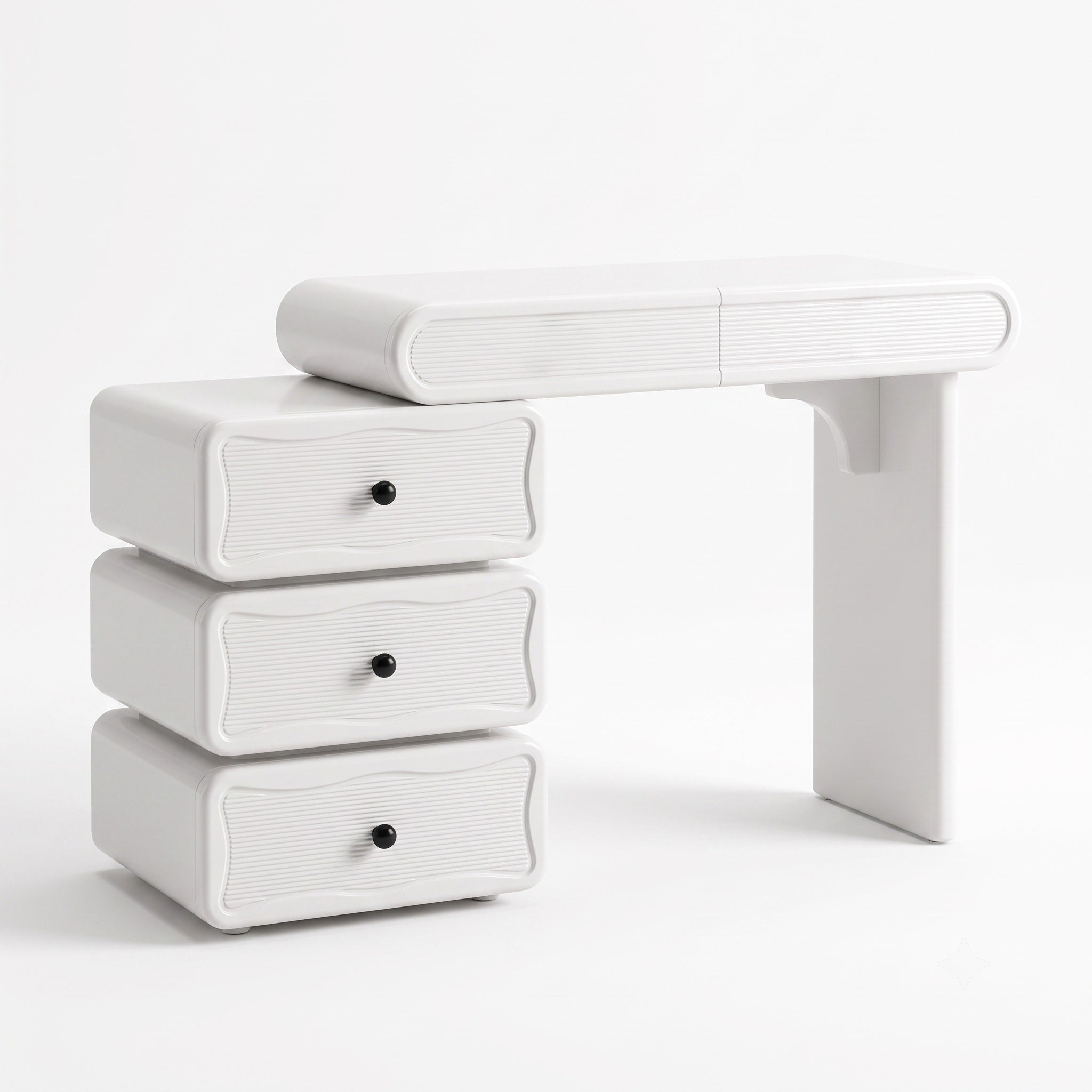 VANATII Jenny Vanity Desk Set With Movable Drawers & 18 LED Bulbs Mirror