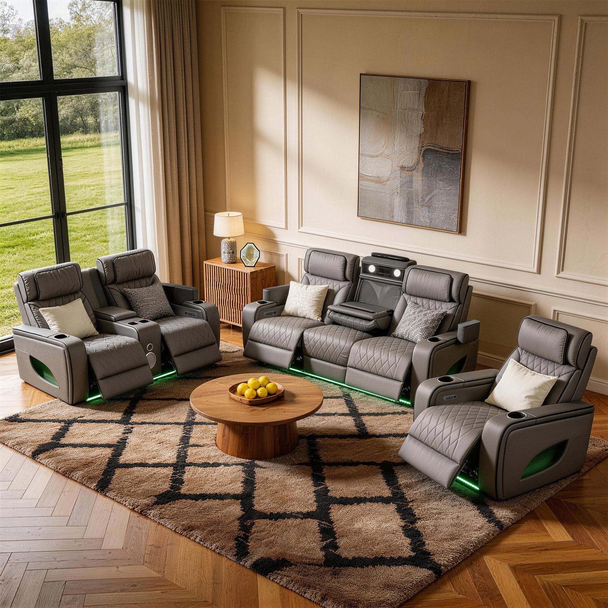 Jessie Luxury Gray Power Recliner Sofa Set