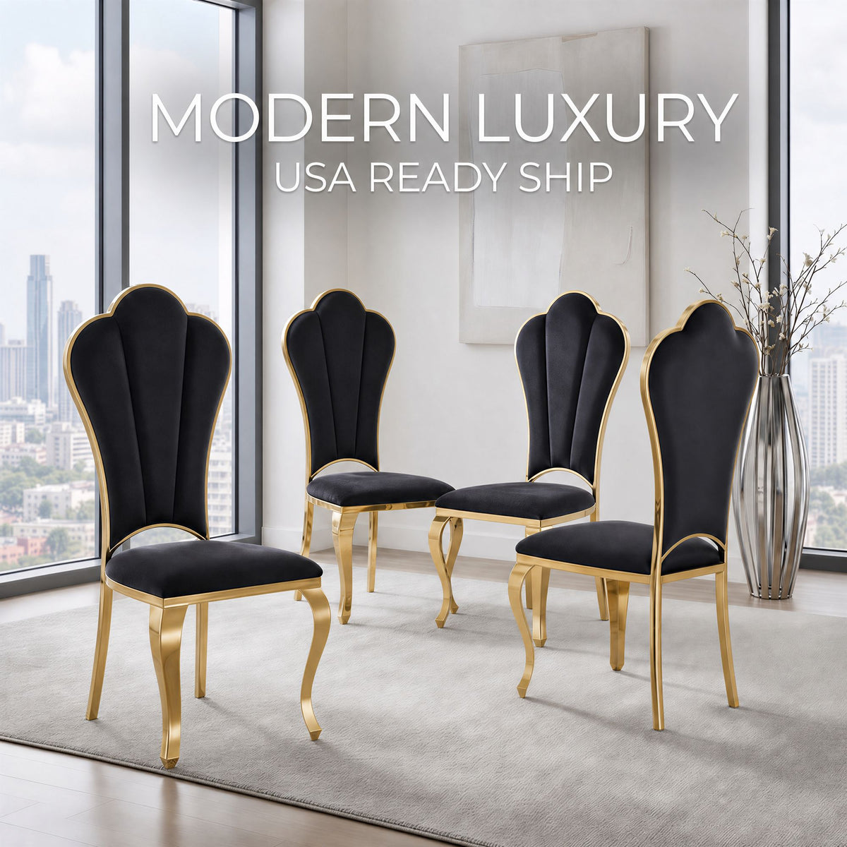 201 Stainless Steel PU Dining Chair ,Luxury Upholstered Chair 4pcs/CTN
