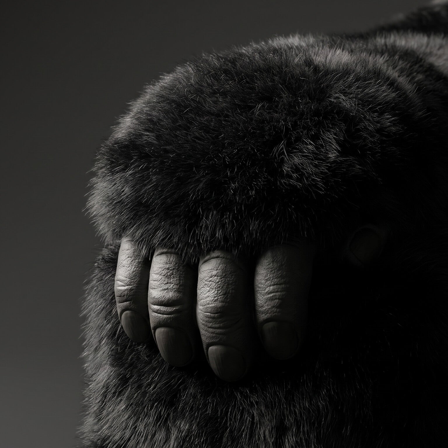 Close-up of the hand details of the gorilla sofa