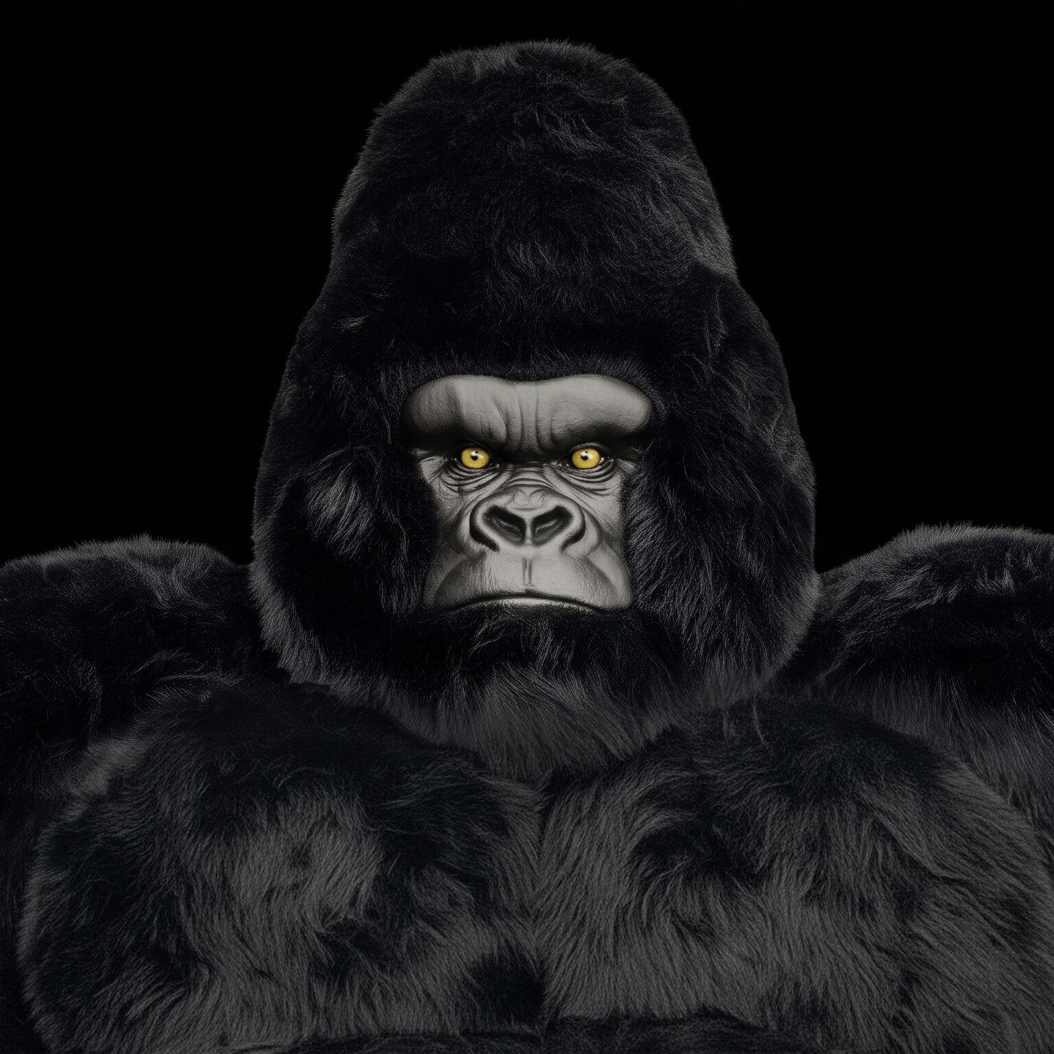 Close-up of the head of the gorilla sofa