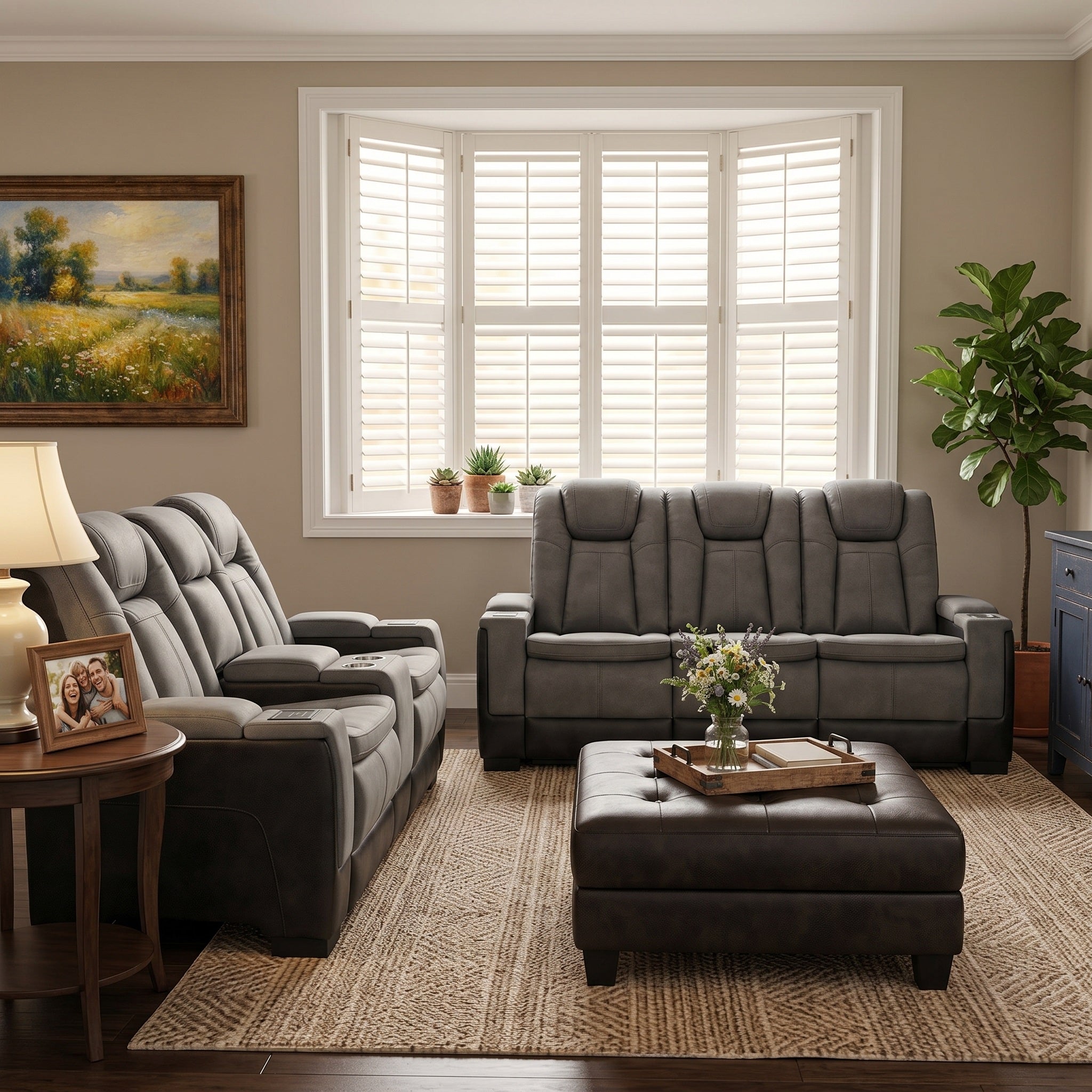Charlie Gray Power Recliner Sofa Set