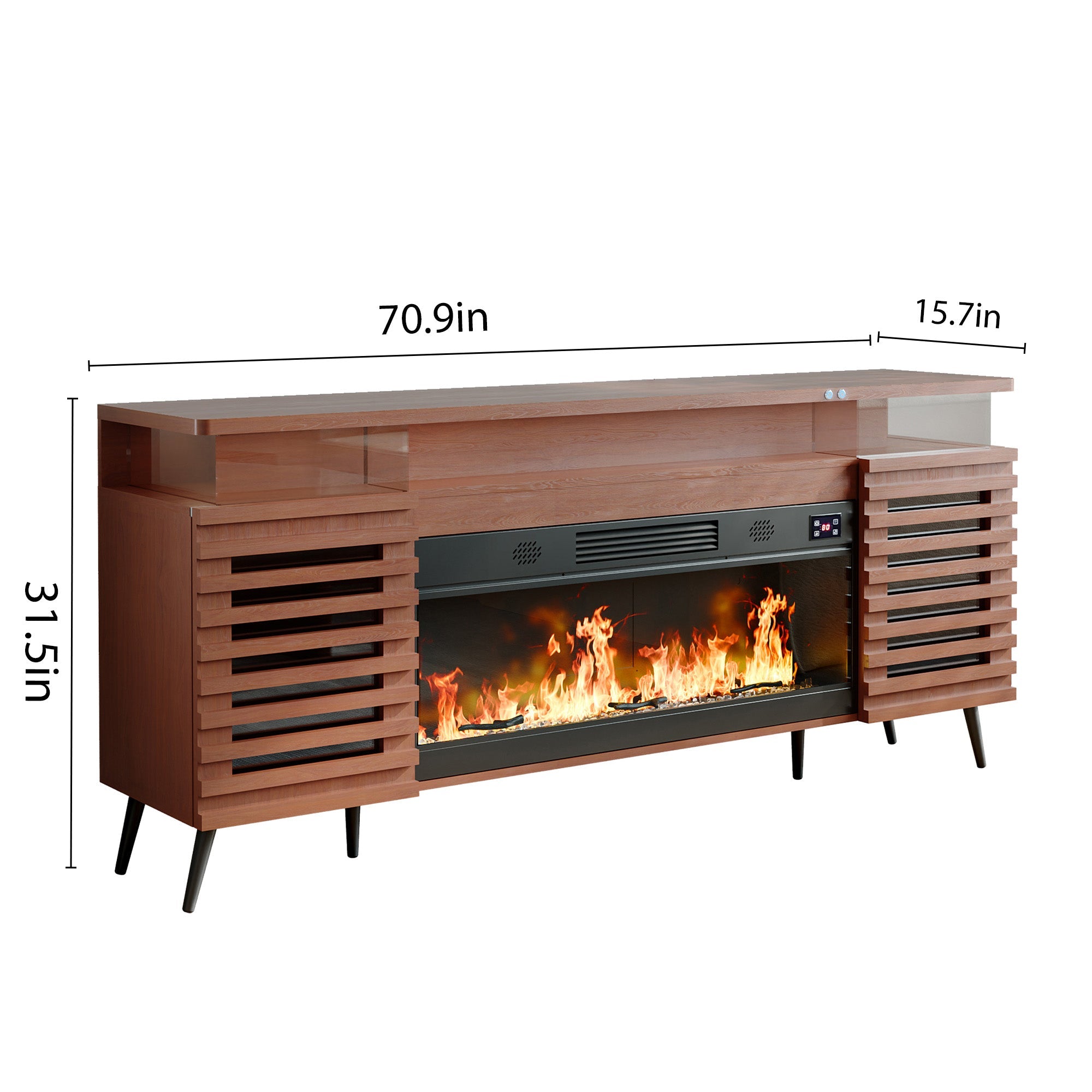 Size of GRACE Fully Assembled 71" TV Stand with Electric Fireplace