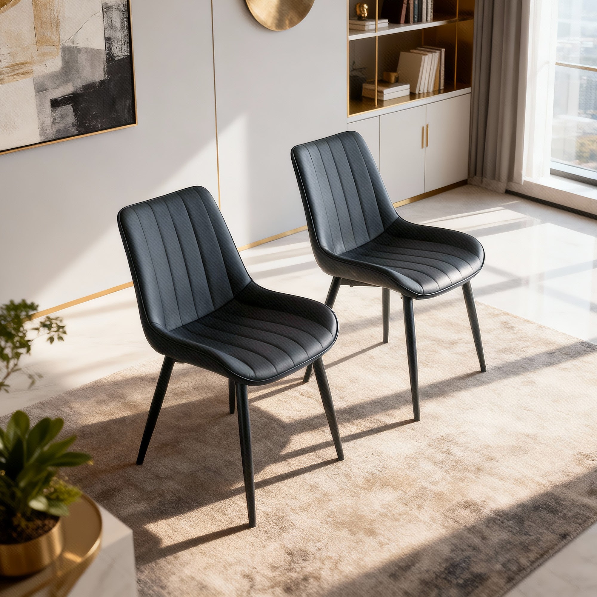 Dining Chairs Modern Leather with Metal Legs 2pCS/CTN