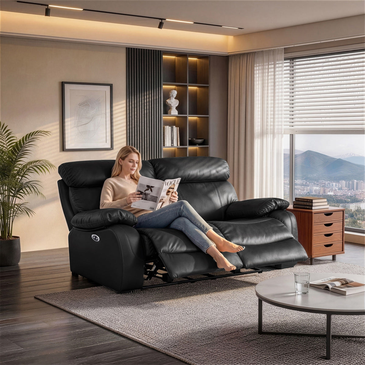 Harry Black Power Motion Loveseat