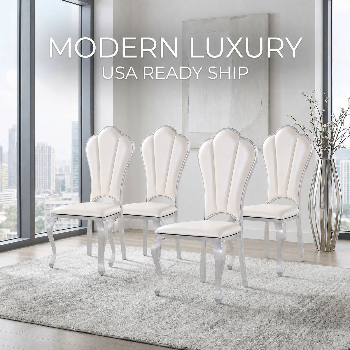 201 Stainless Steel PU Dining Chair ,Luxury Upholstered Chair 4pcs/CTN