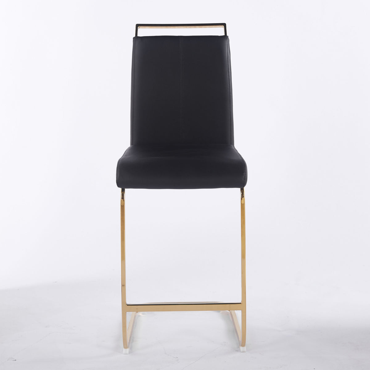 Contemporary Upholstered Dining Chair, Diamond Stitched PU Leather with Gold/Chrome Cantilever Base 4pCS/CTN