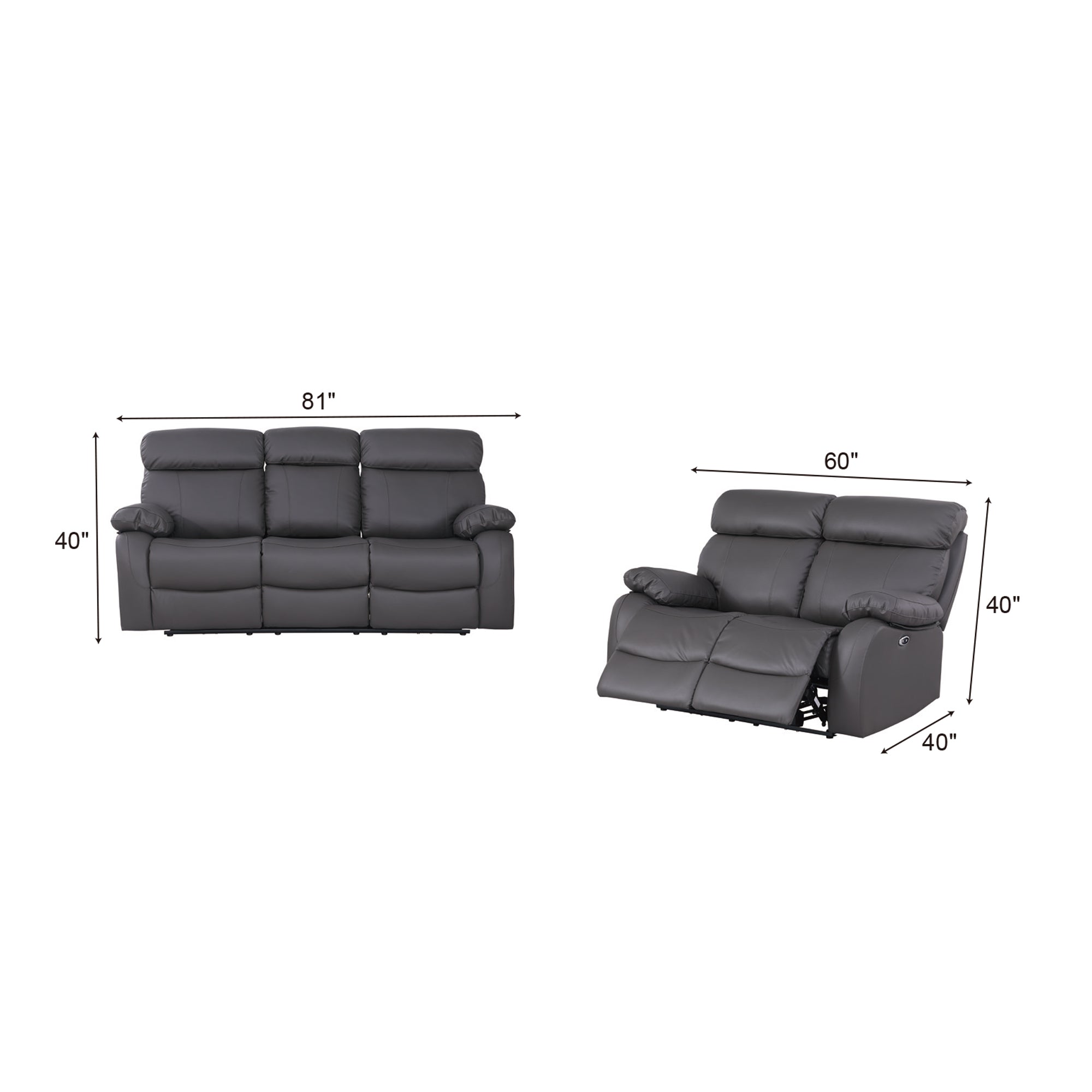 Power Recliner Sofa MR2041W Gray