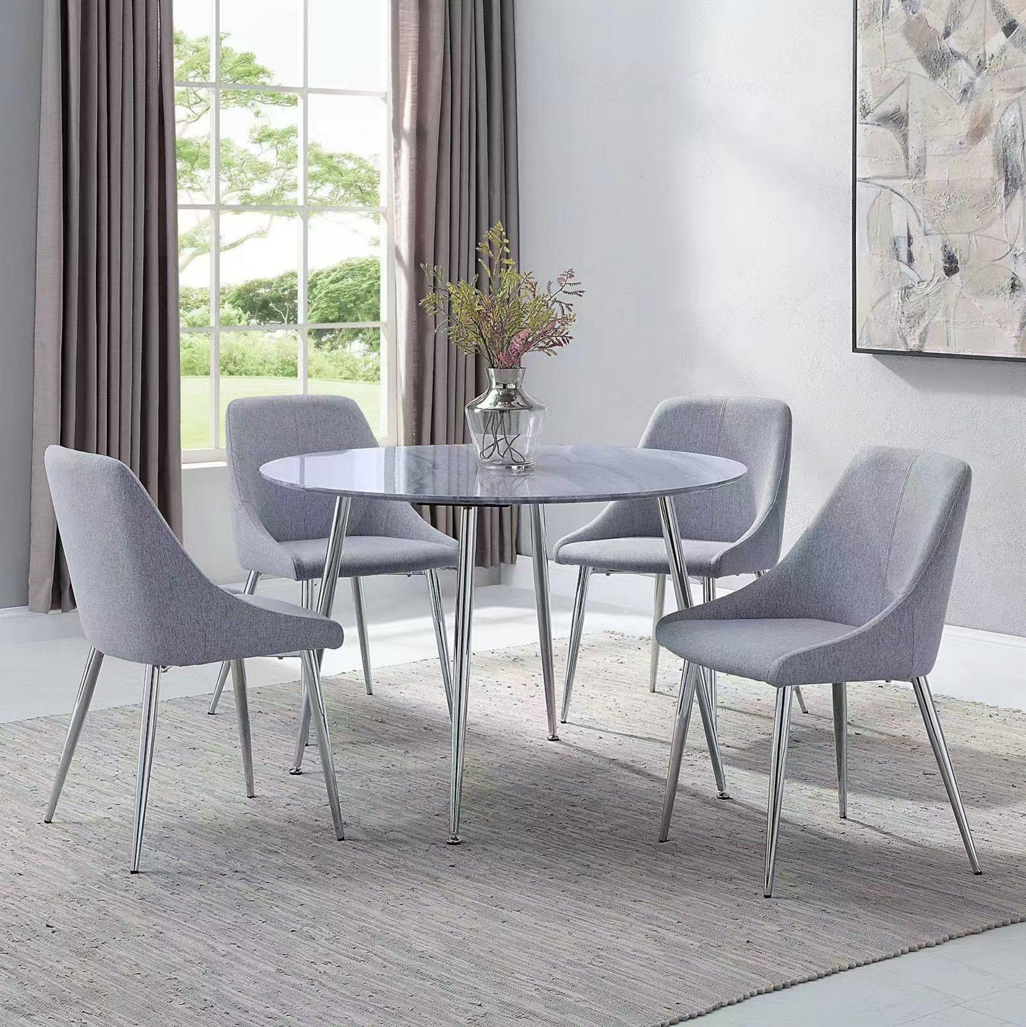 Gray Fabric Upholstery Side Chair