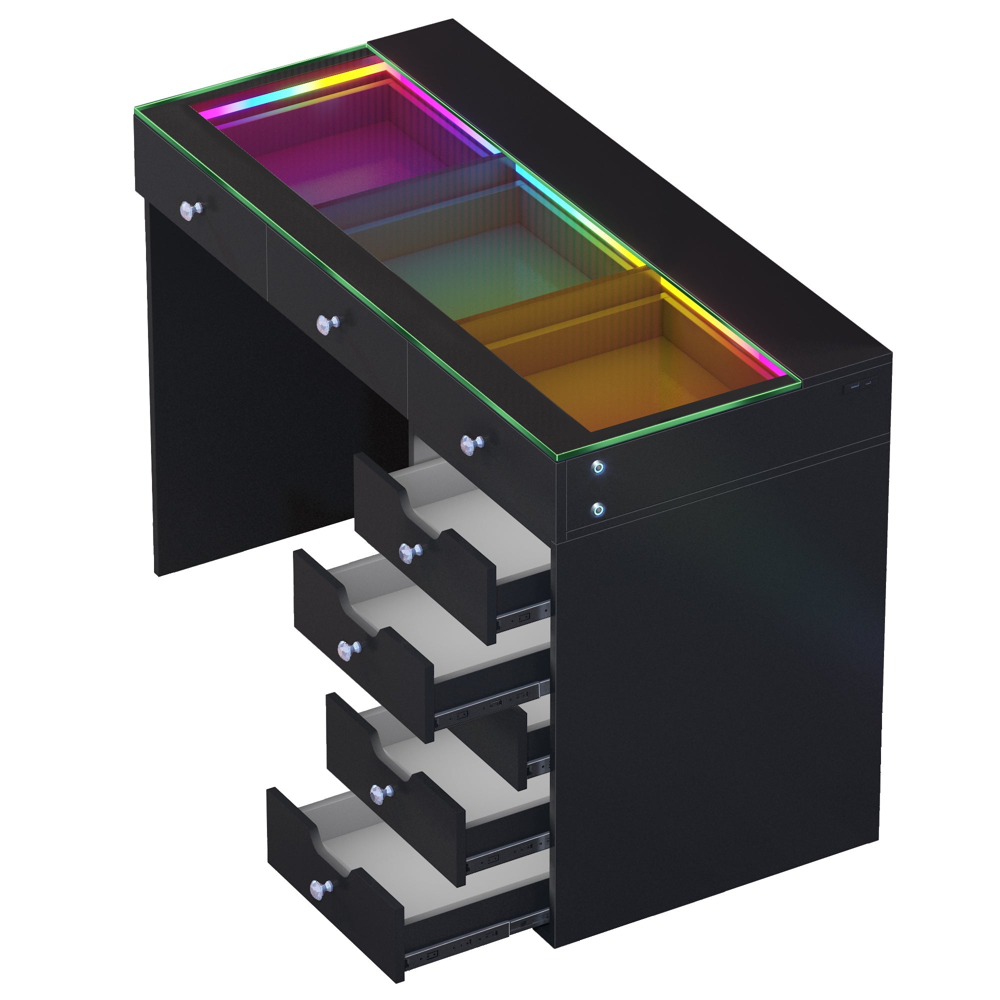 VANITII Diana RGB Vanity Desk with Light - 8 Storage Drawers