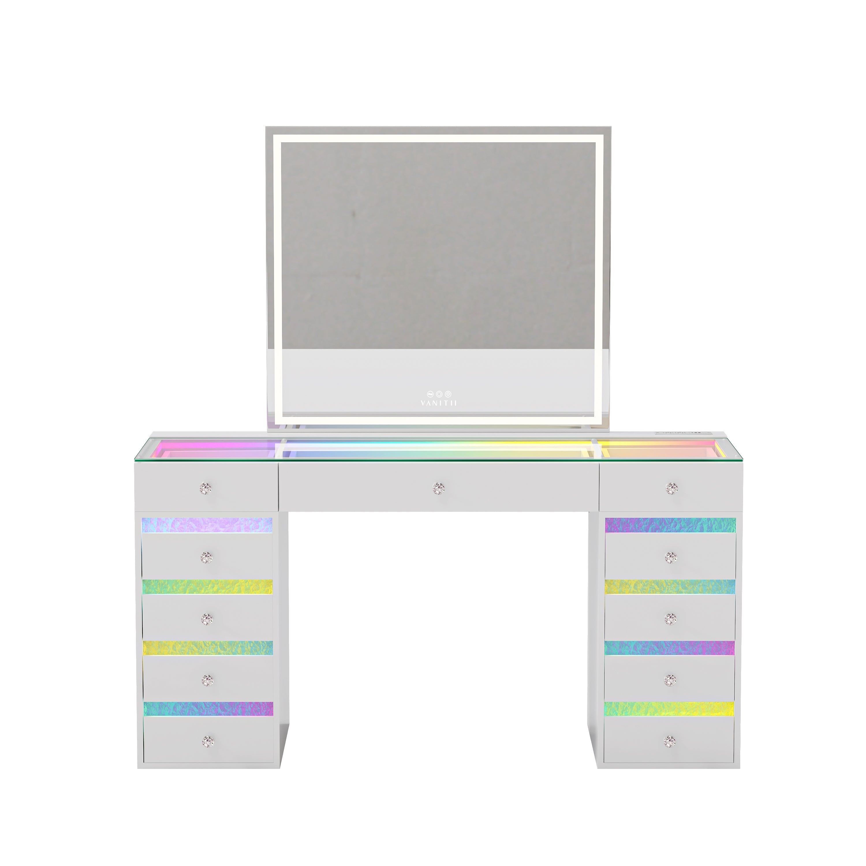 VANITII Luna Vanity RGB Table Set With Bluetooth Speaker & Hana Mirror