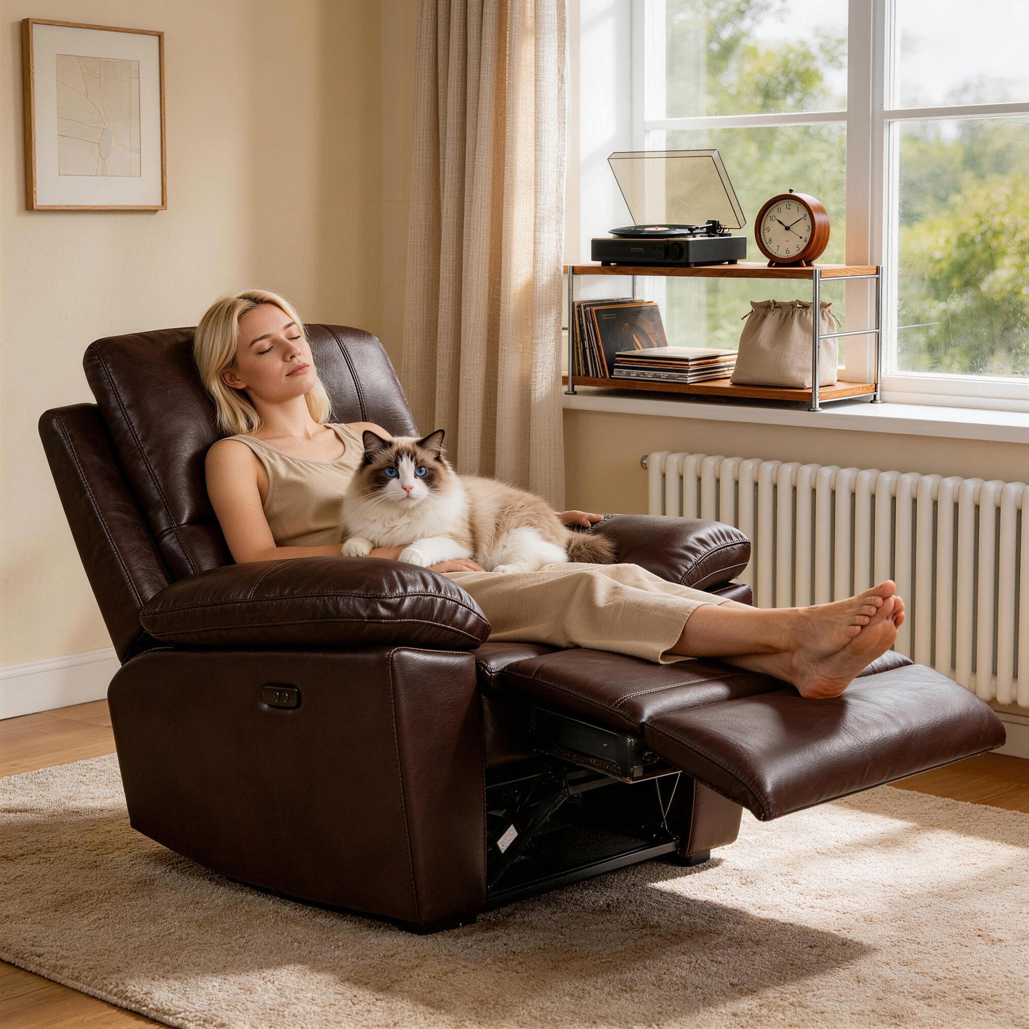 Power Reclining Sofa Set, Electric Recliner & 1-Seater Couch for Living Room