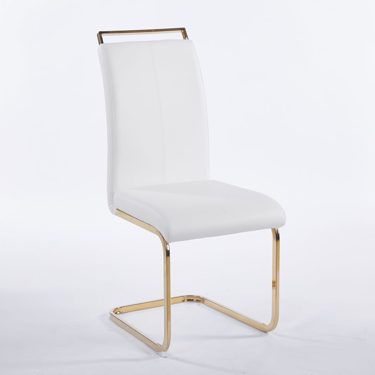 Contemporary Cantilever Dining Chair, Leather Upholstery with Golden Metal Base 4pCS/CTN