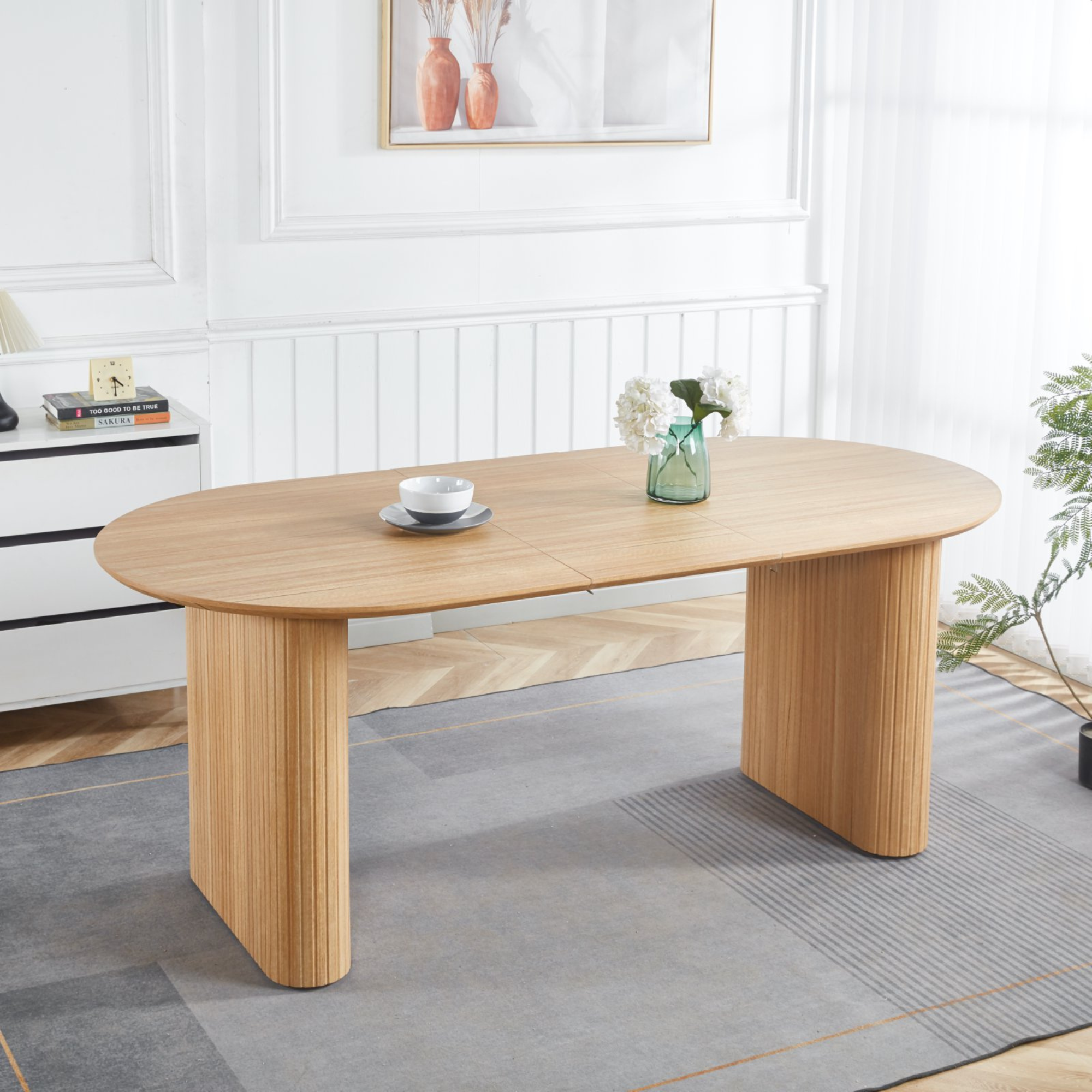 Oval MDF Tabletop Dining Set