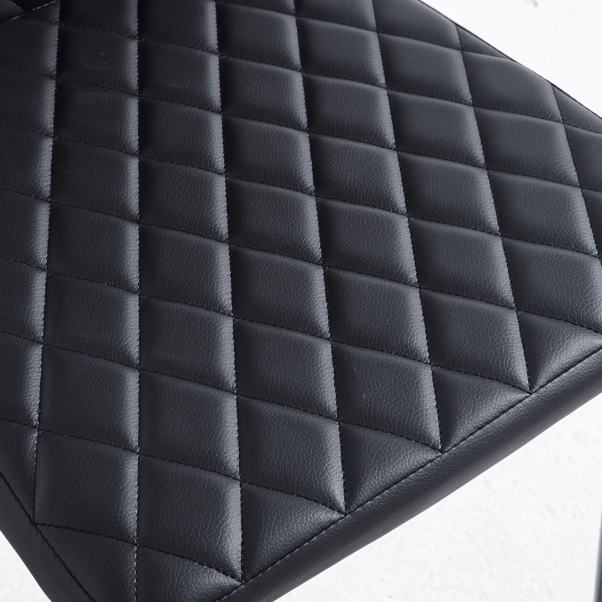 Black Quilted High-Back Dining Chairs - Black Legs