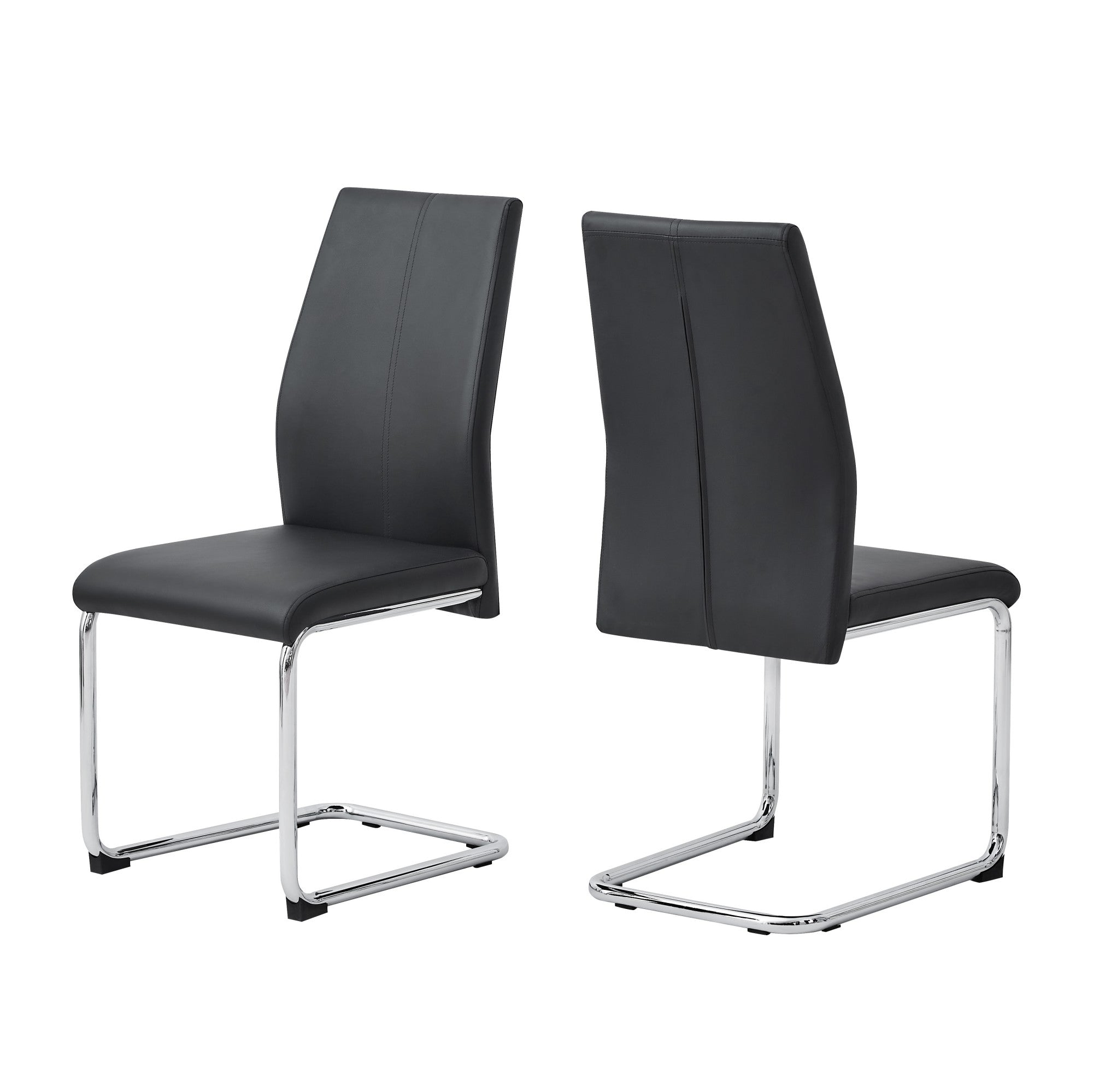 Black Leather Chrome Metal and Foam Dining Chairs