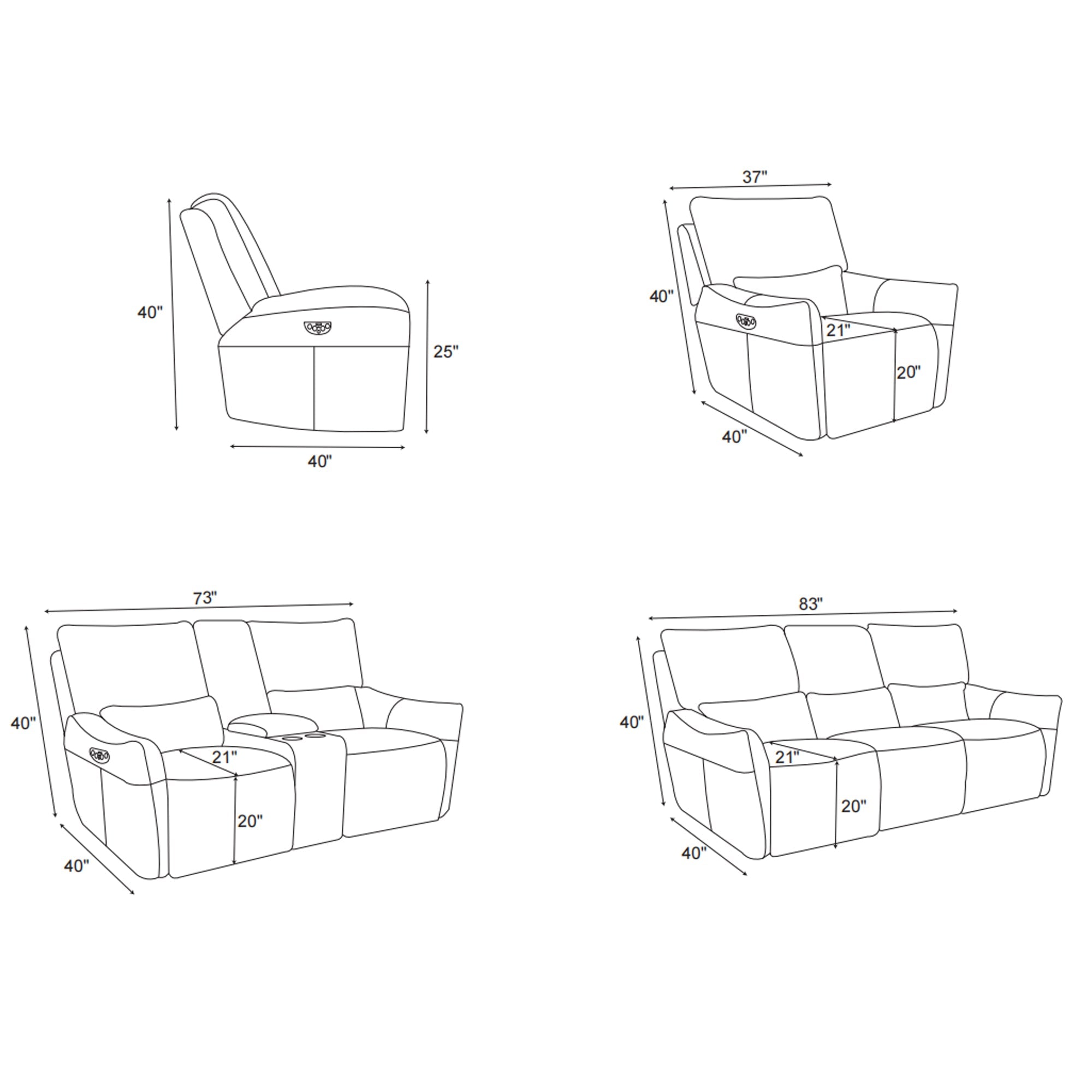 Power Recliner Sofa & Loveseat & Chair MR2676 Tan