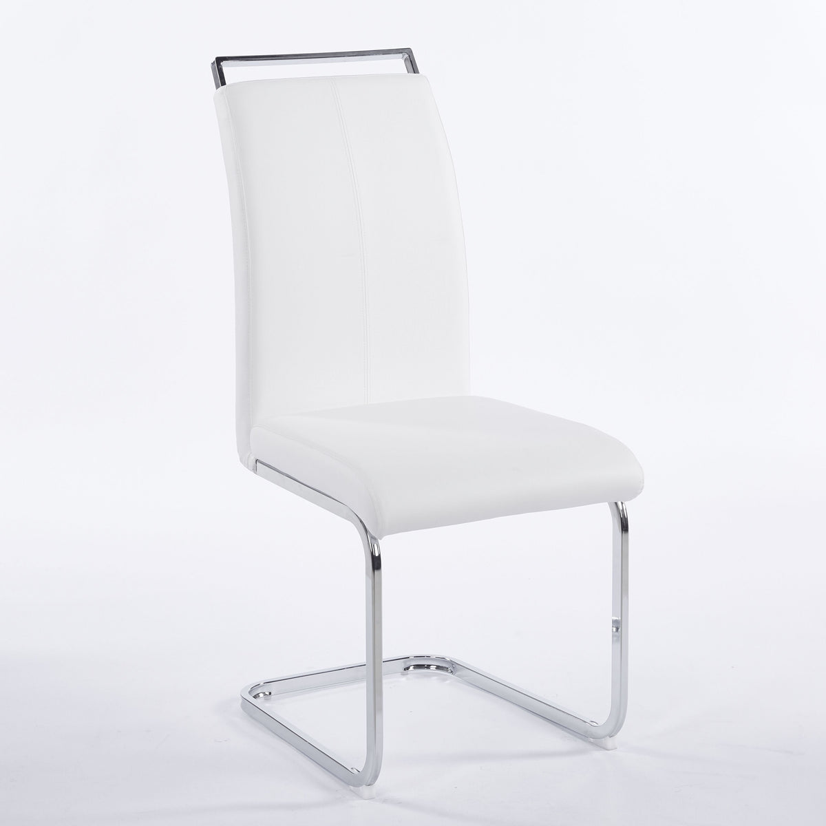 Contemporary Cantilever Dining Chair, Leather Upholstery with Chrome Metal Base 4pCS/CTN