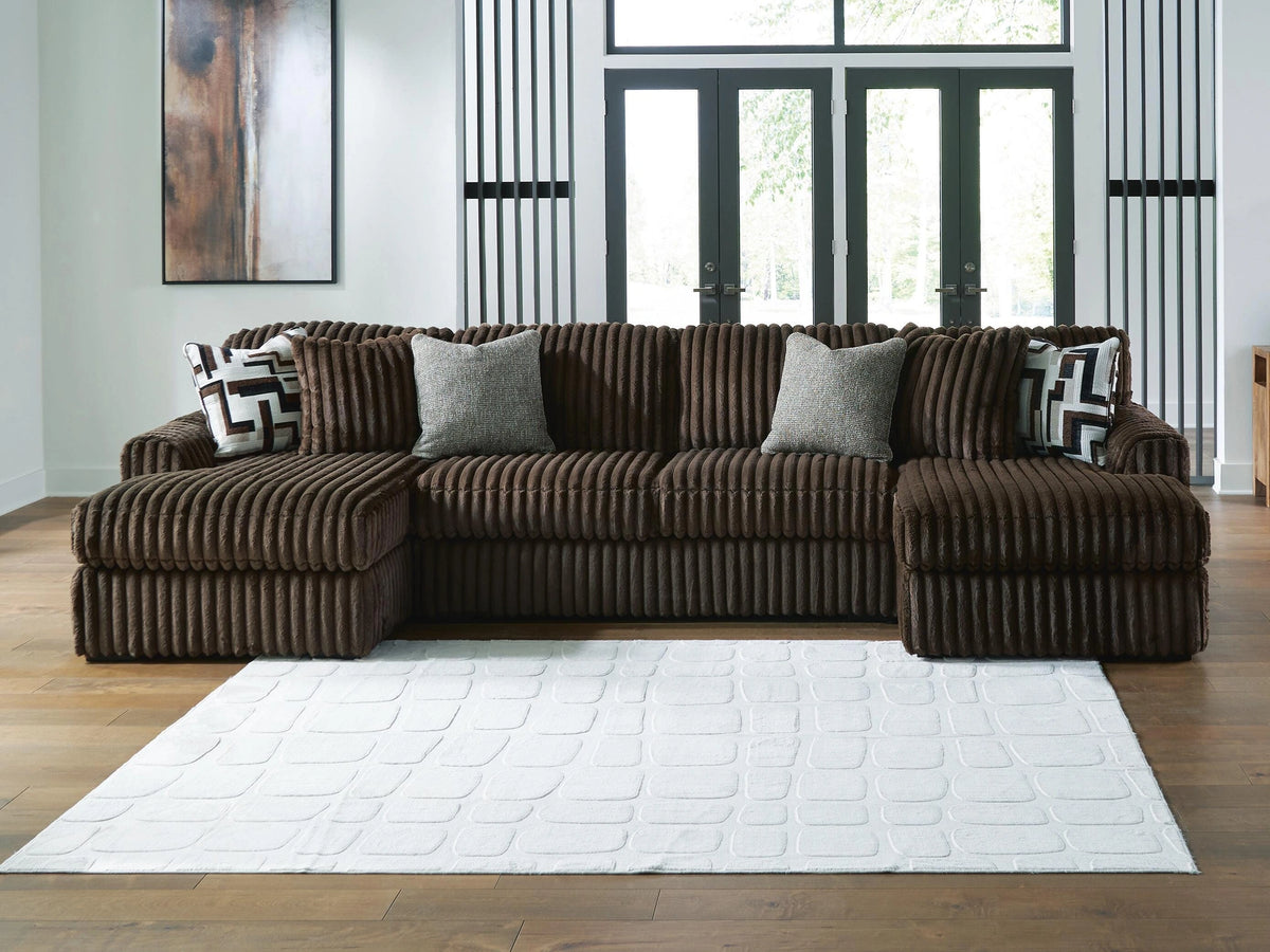 Midnight-Madness Sectional with Chaise - Chocolate