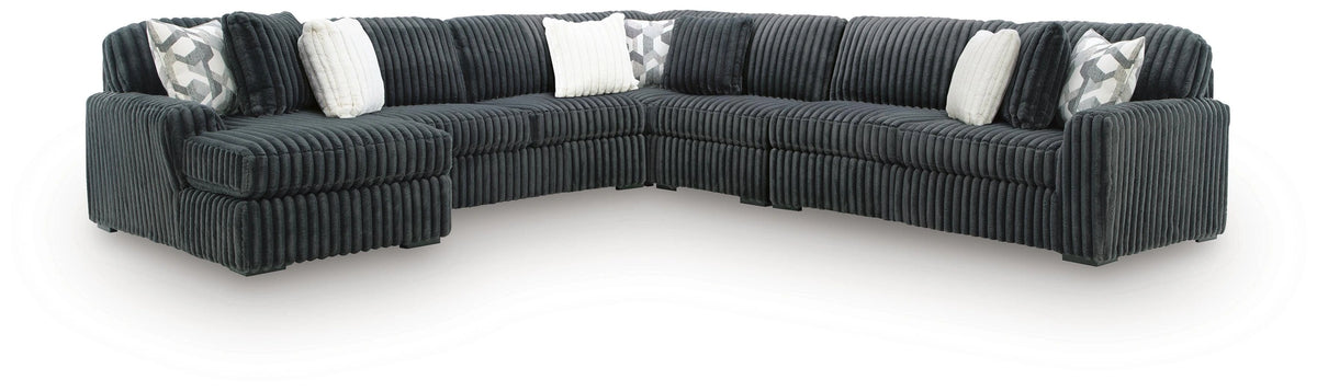 Midnight-Madness Sectional with Chaise - Gunmetal