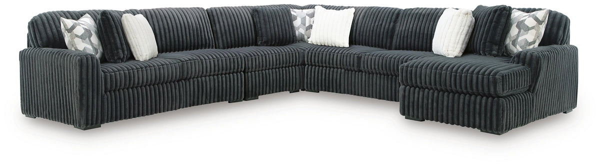 Midnight-Madness Sectional with Chaise - Gunmetal