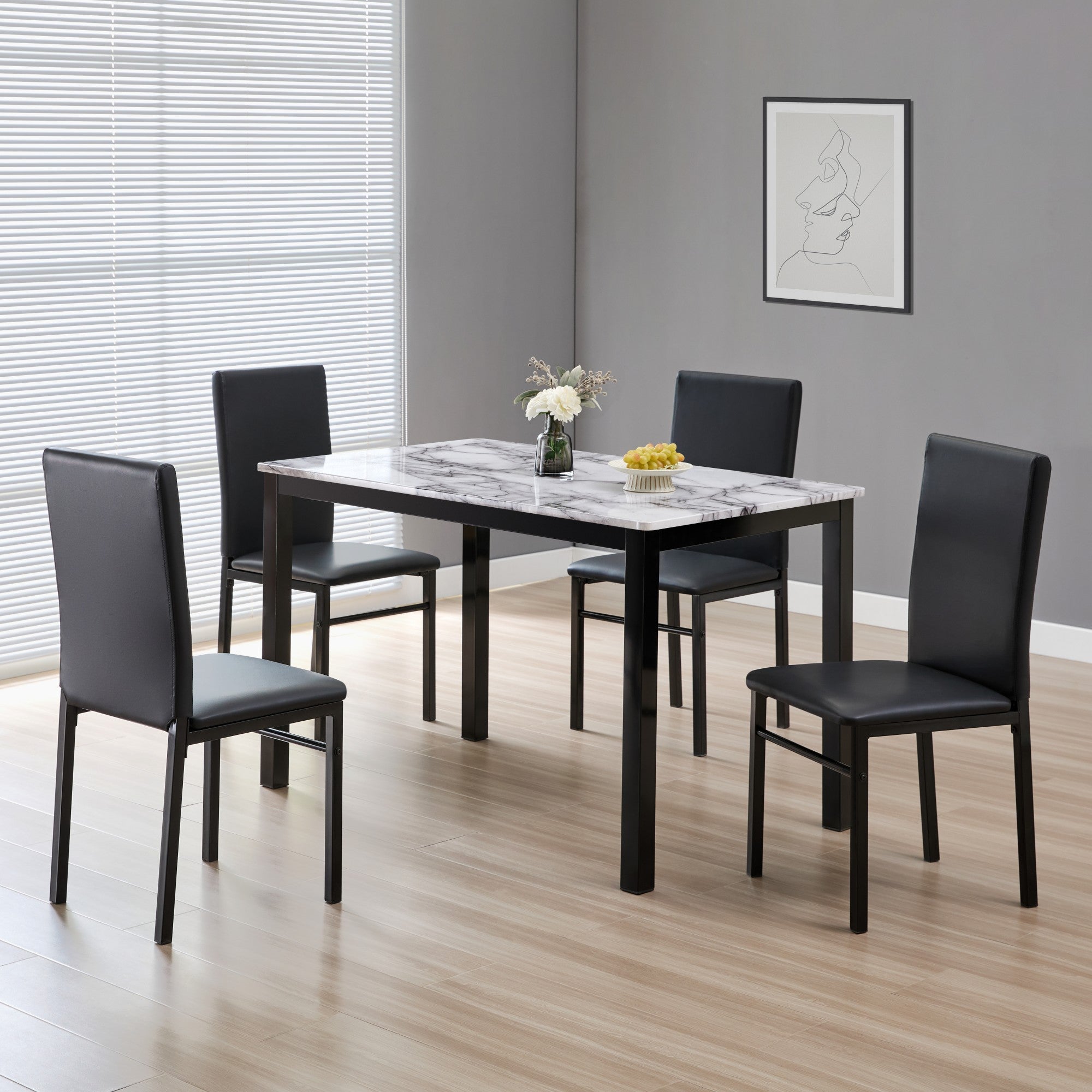 5 pcs dining set-brown