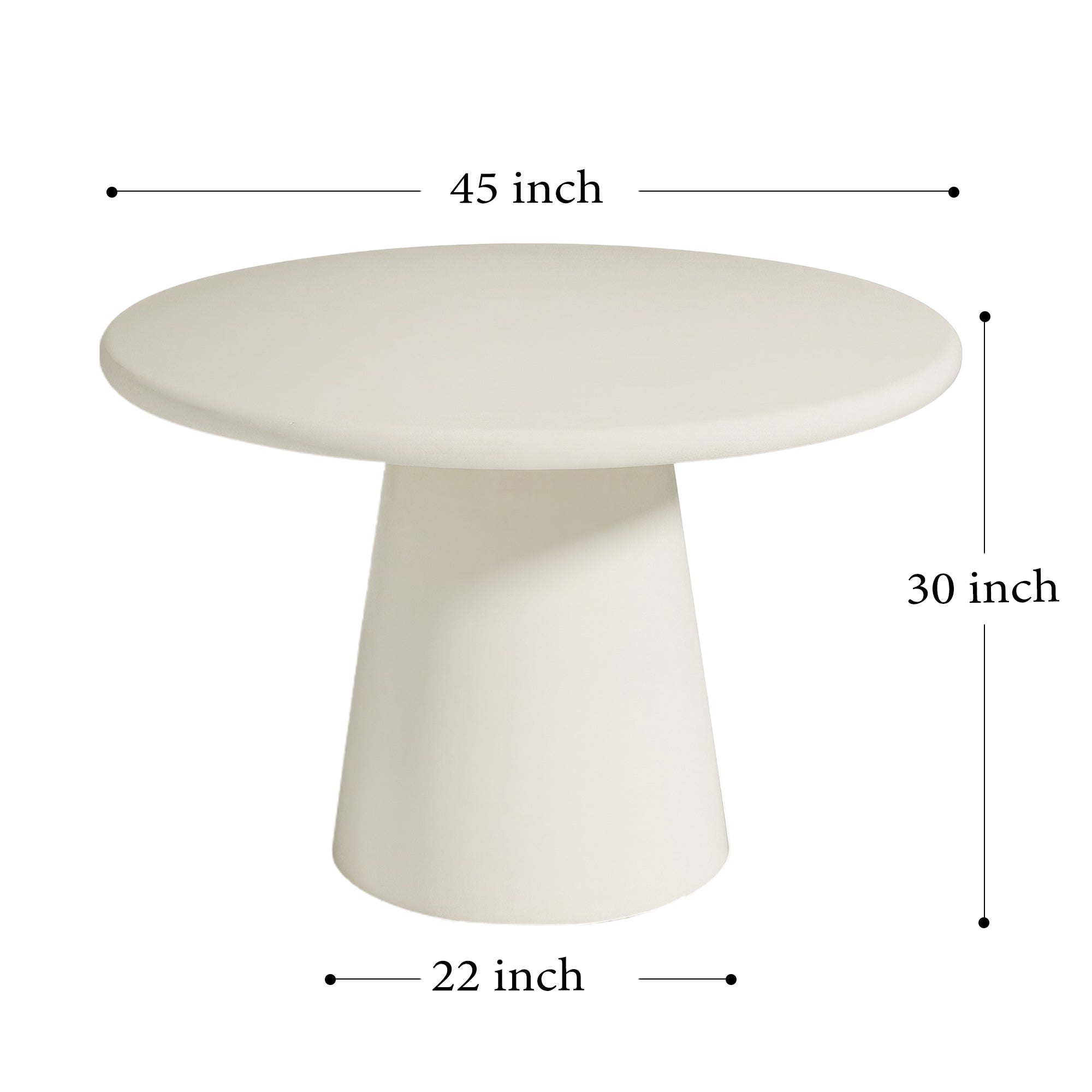 45″Round Dining Table with Cement Finished Top, Beautiful Cylindrical Base