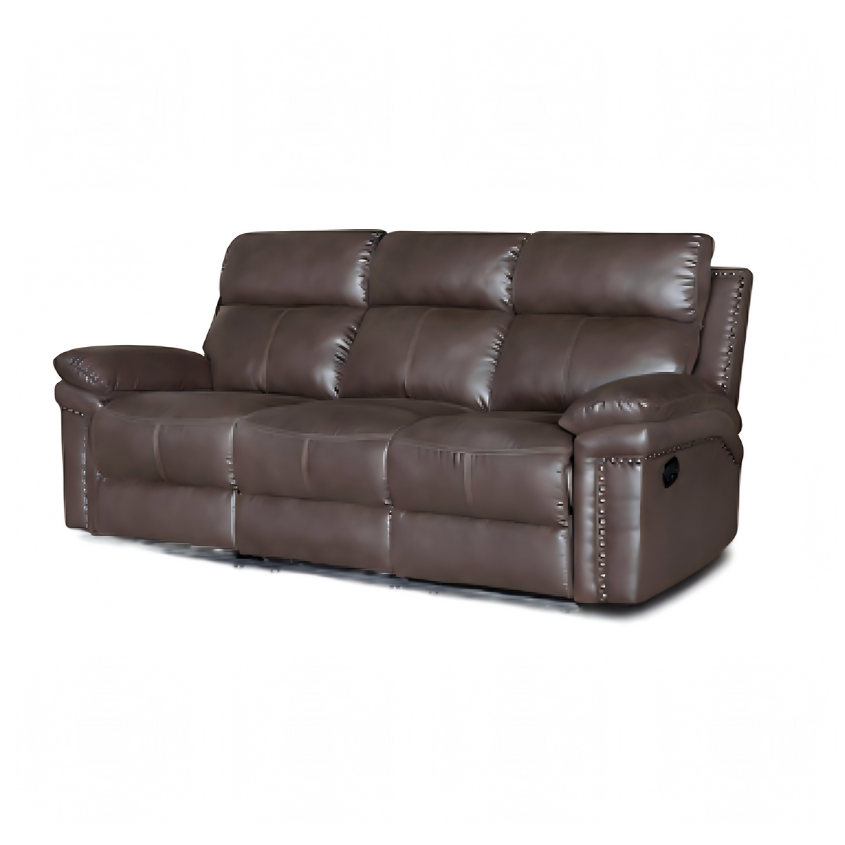 Bison Power Recliner & 3-Seater Sofa with Armrests and Storage, Breathable Leather, Home Theater Seating