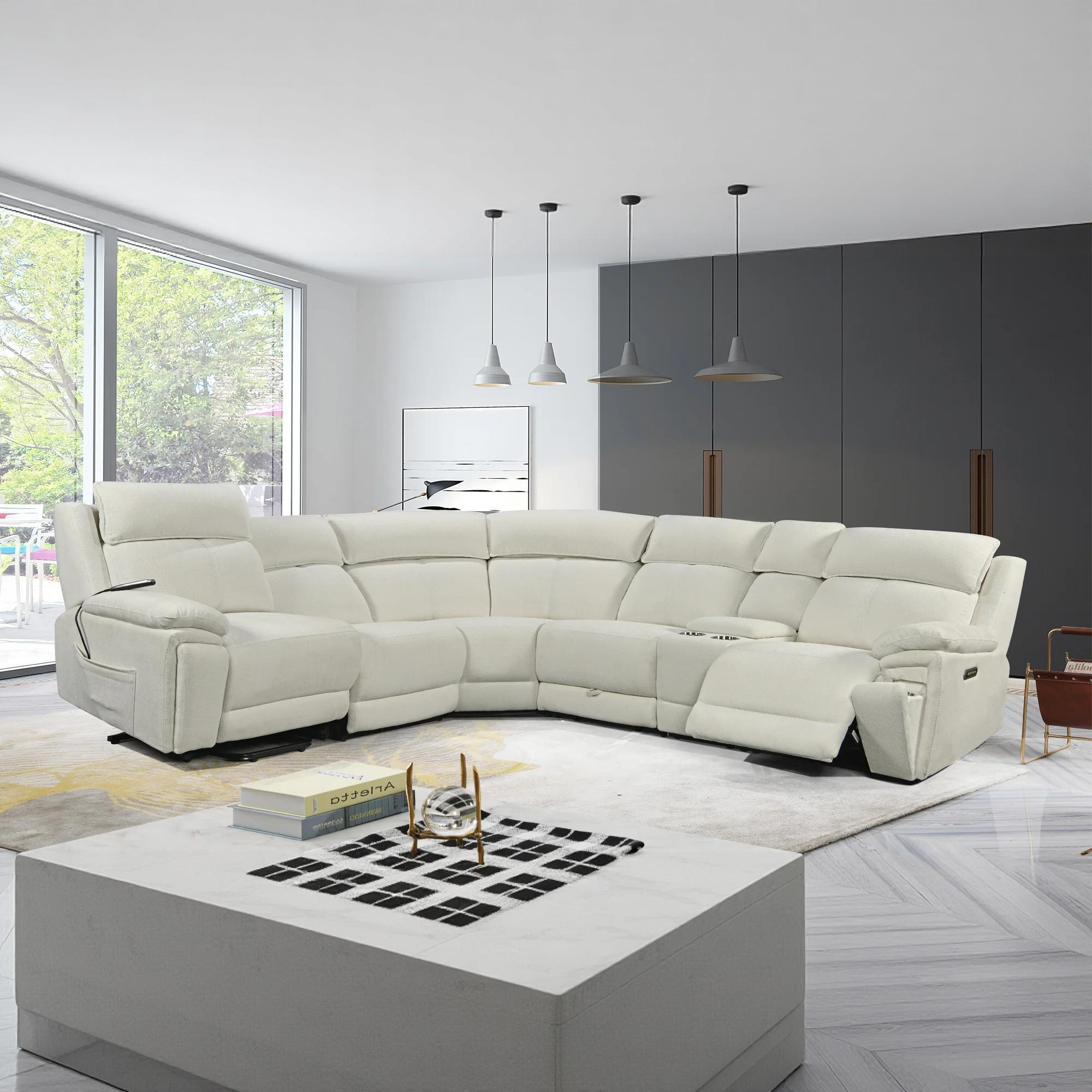 Power Recliner Sectional Fabric Sofa MC3020 White