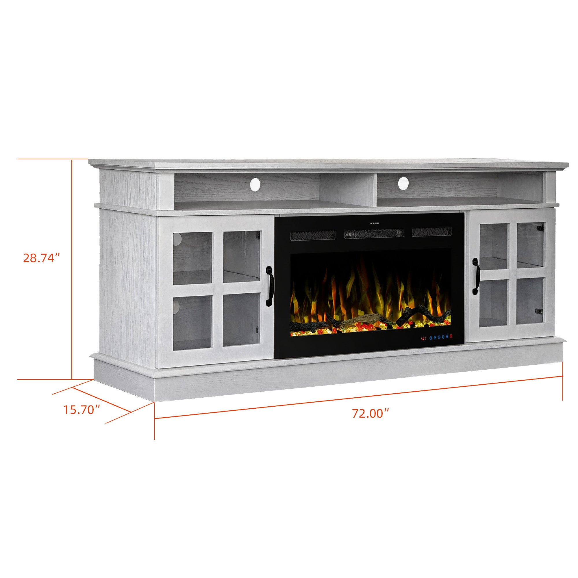 Fully Assembled 72" Ash Wood Veneer Fireplace TV Stand