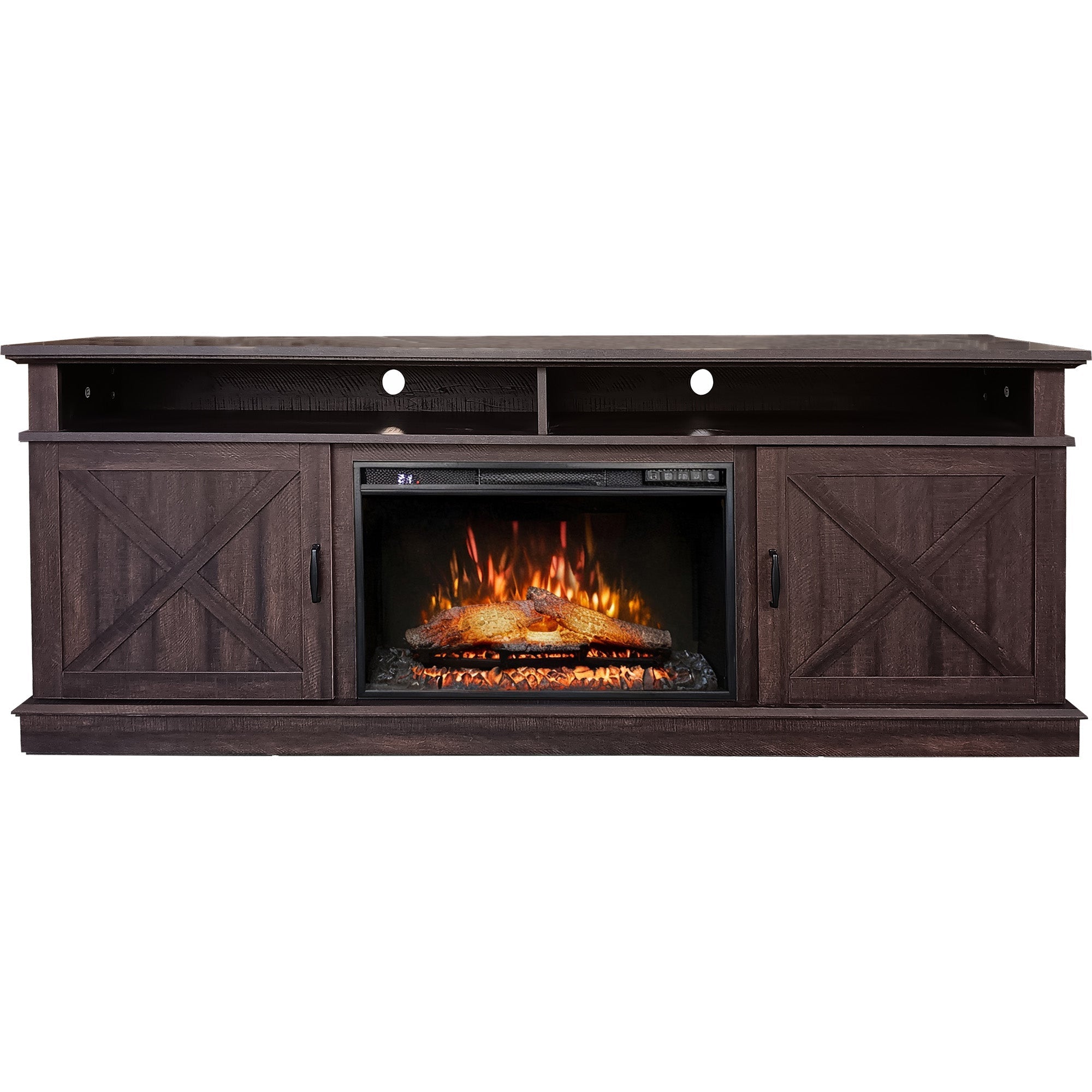 Fully Assembled 72" Melamine Veneer Fireplace TV stand