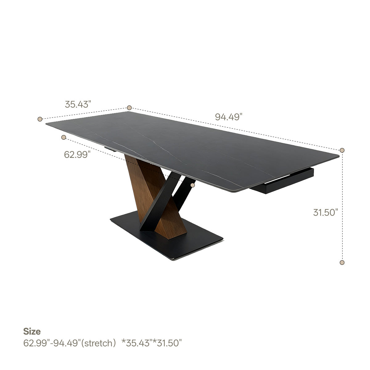 Rock plate functional dining table(Lauren Black Gold)